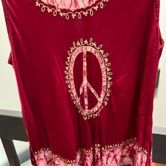 NWOT Fashion Terminal Red Peace Sign Tank Top One Size Fits Most #076 - Picture 2 of 8